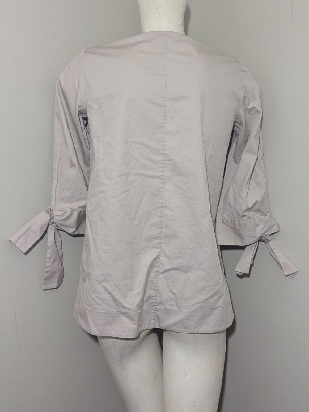 COS Pale Pink Cotton Blouse Tie Sleeve Minimalist Top 2 - Picture 4 of 8